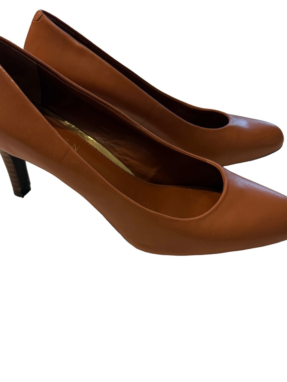 Lauren Ralph Lauren Harper Pumps/ Heels Tan Kidskin Leather Round Toe Sz 7.5 - Picture 2 of 14